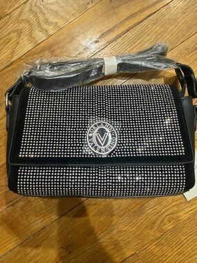 Valentino Orlandi Black Crossbody Bag with Silver Stud Detailing